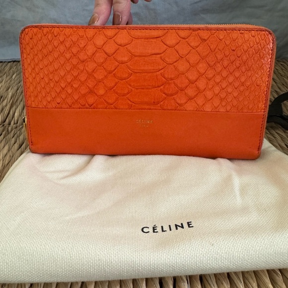 Céline orange Python wallet - Picture 1 of 5